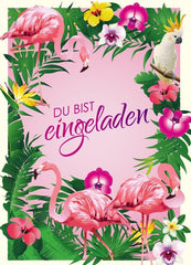 10 x  FLAMINGO Geburtstagseinladungen (2)