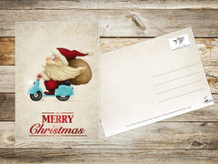 10 funny Christmas cards/set with 10 funny Santa Clauses, all different motifs, in A 6 format (14.8 x 10.5 cm) in retro/vintage style by EDITION COLIBRI (11051-95)