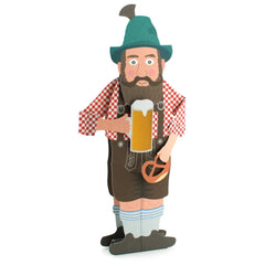 BAVARIAN WITH BEER: Funny pop-up card with a Bavarian in lederhosen - funny invitation card for Oktoberfest