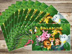 10 x  ZOO-TIERE Geburtstagseinladungen