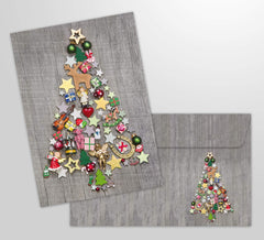 10 Christmas cards colorful Christmas tree with envelope - 10 identical nostalgic folding cards for Christmas in a set with matching envelopes and colorful Christmas tree design