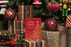 10 x  GOLDENER WEIHNACHTSBAUM Weihnachtskarten-Set